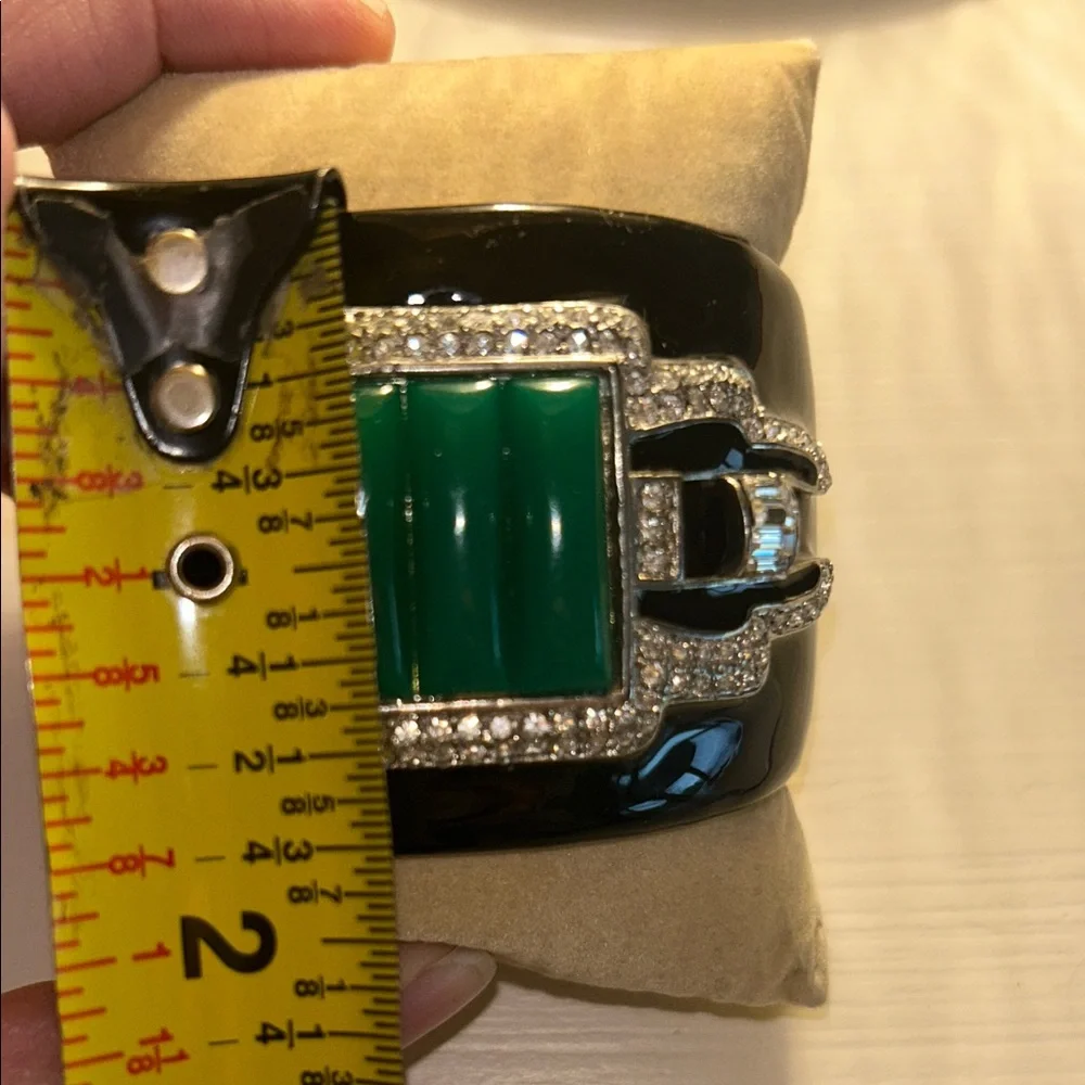 Vintage Kenneth Jay Lane art deco cuff bracelet with hinge opening. Beautiful! - Picture 9 of 9